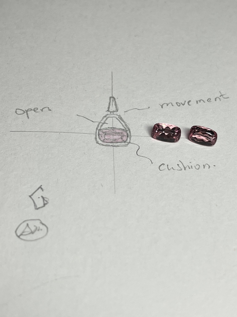 sketch and pink tourmalines